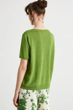 Maglia dritta a punto rasato - Verde