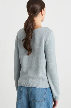 Maglia dritta con scollo a barchetta - Azzurro