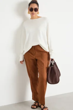 Maglia dritta con scollo tondo - Bianco