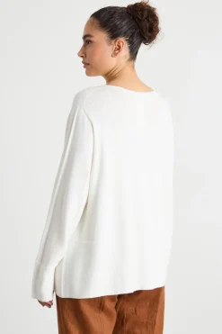 Maglia dritta con scollo tondo - Bianco