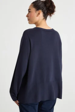 Maglia dritta con scollo tondo - Blu