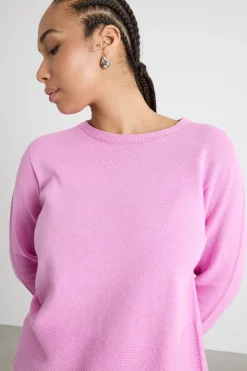 Maglia dritta con scollo tondo - Rosa