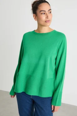 Maglia dritta con scollo tondo - Verde
