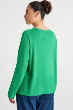 Maglia dritta con scollo tondo - Verde