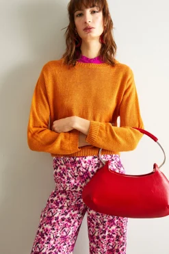 Maglia dritta in lino - Arancione