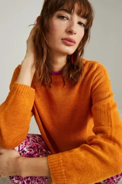Maglia dritta in lino - Arancione