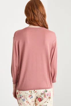 Maglia girocollo con maniche a spalla scesa - Rosa
