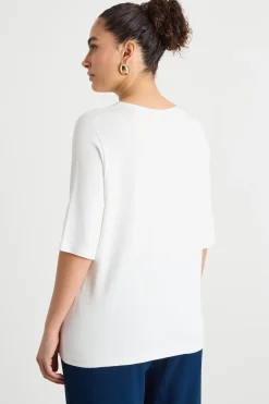 Maglia girocollo con maniche corte - Bianco