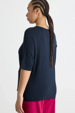 Maglia girocollo con maniche corte - Blu
