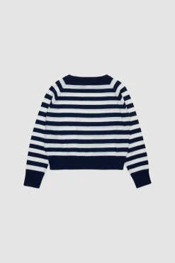 Maglia girocollo con ricamo BAMBINI - Bianco Blu