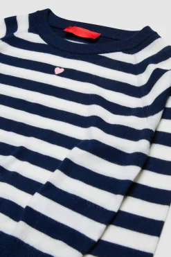 Maglia girocollo con ricamo BAMBINI - Bianco Blu
