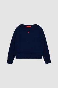 Maglia girocollo con ricamo BAMBINI - Blu