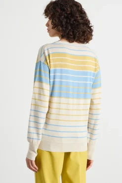 Maglia girocollo dritta - Giallo Beige Azzurro