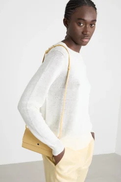 Maglia girocollo in filato rasato - Bianco