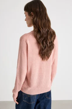 Maglia girocollo in filato rasato - Rosa