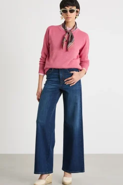 Maglia girocollo in filato rasato - Rosa