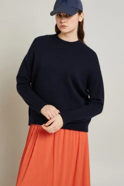 Maglia girocollo in lana - Blu Notte