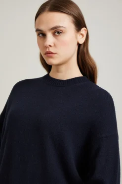 Maglia girocollo in lana - Blu Notte