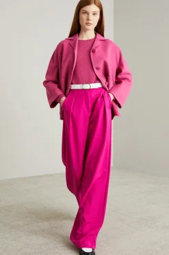Maglia girocollo in puro cashmere - Fuxia