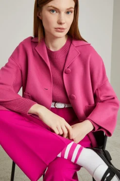 Maglia girocollo in puro cashmere - Fuxia