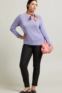 Maglia girocollo in viscosa crépe - Lilla