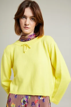 Maglia in cotone con coulisse - Giallo Sole