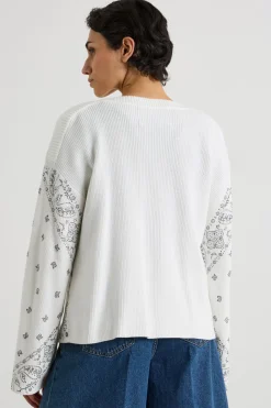 Maglia in cotone con strass - Bianco