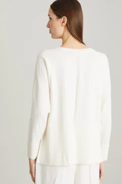 Maglia in cotone e cashmere - Avorio