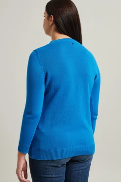 Maglia in cotone jacquard - Celeste