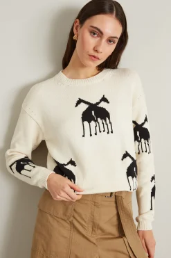 Maglia in cotone jacquard - Latte
