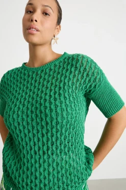 Maglia in fettuccia a punto traforato - Verde