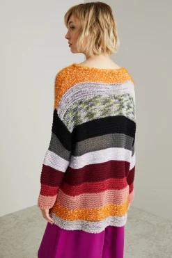 Maglia in filati misti - Rosso Arancione Nero