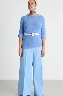 Maglia in filato crepe - Azzurro