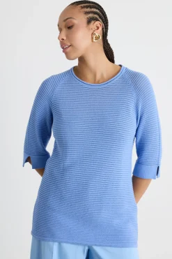 Maglia in filato crepe - Azzurro