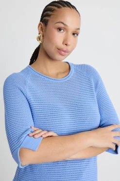 Maglia in filato crepe - Azzurro
