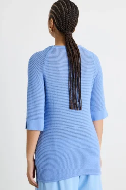 Maglia in filato crepe - Azzurro