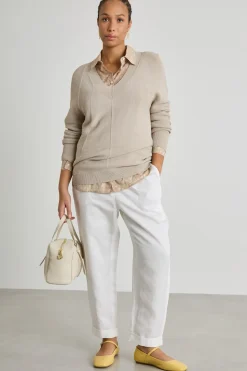 Maglia in filato crepe - Beige