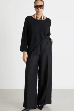 Maglia in filato crepe - Nero