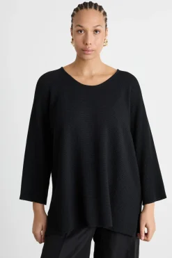 Maglia in filato crepe - Nero