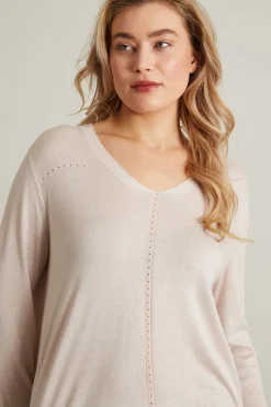 Maglia in filato di viscosa e seta - Sabbia