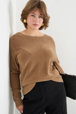 Maglia in filato laminato - Cammello