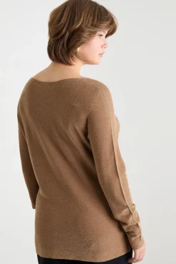Maglia in filato laminato - Cammello