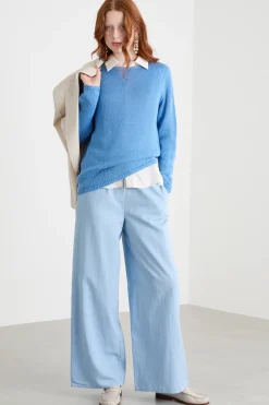 Maglia in filato leggero - Azzurro