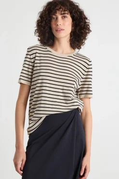 Maglia in filato leggero - Beige Nero