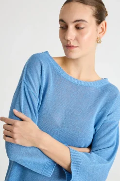Maglia in filato rasato - Azzurro