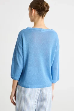 Maglia in filato rasato - Azzurro