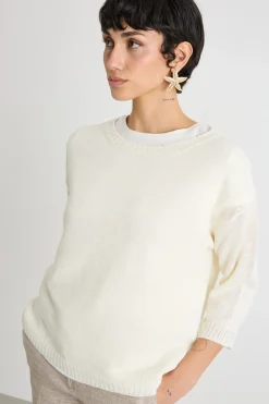 Maglia in filato rasato - Bianco