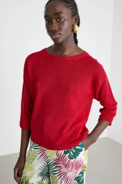 Maglia in filato rasato - Rosso