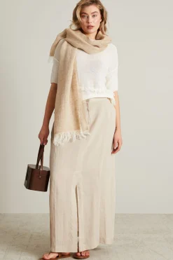 Maglia in lino con frange - Bianco