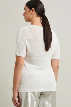 Maglia in lino e viscosa - Bianco
